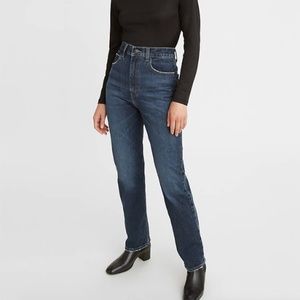Levis Dark Wash 70s High Rise Slim Straight Jeans